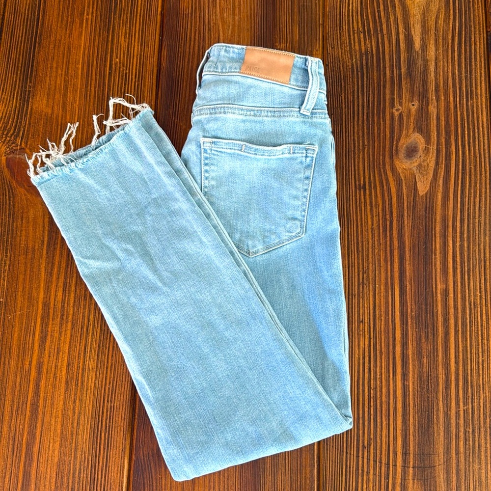 PAIGE Hoxton Slim Crop Jeans with Raw Edge